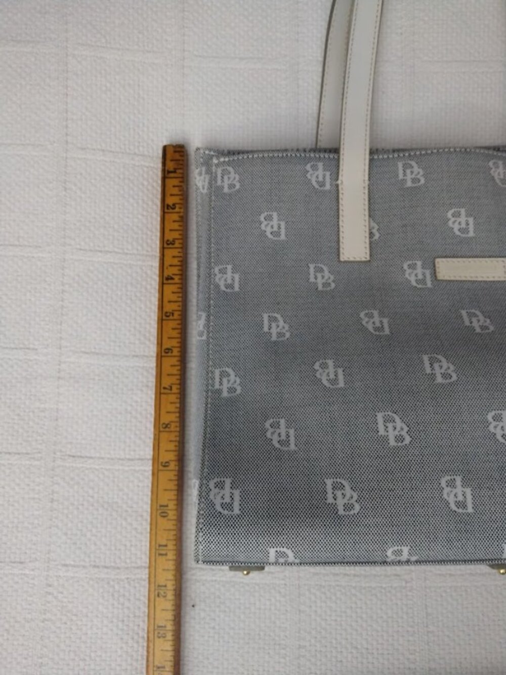 Dooney and Bourke Monogram Tote Satchel Shoulder Bag Blue Canvas Preppy - Picture 9 of 14